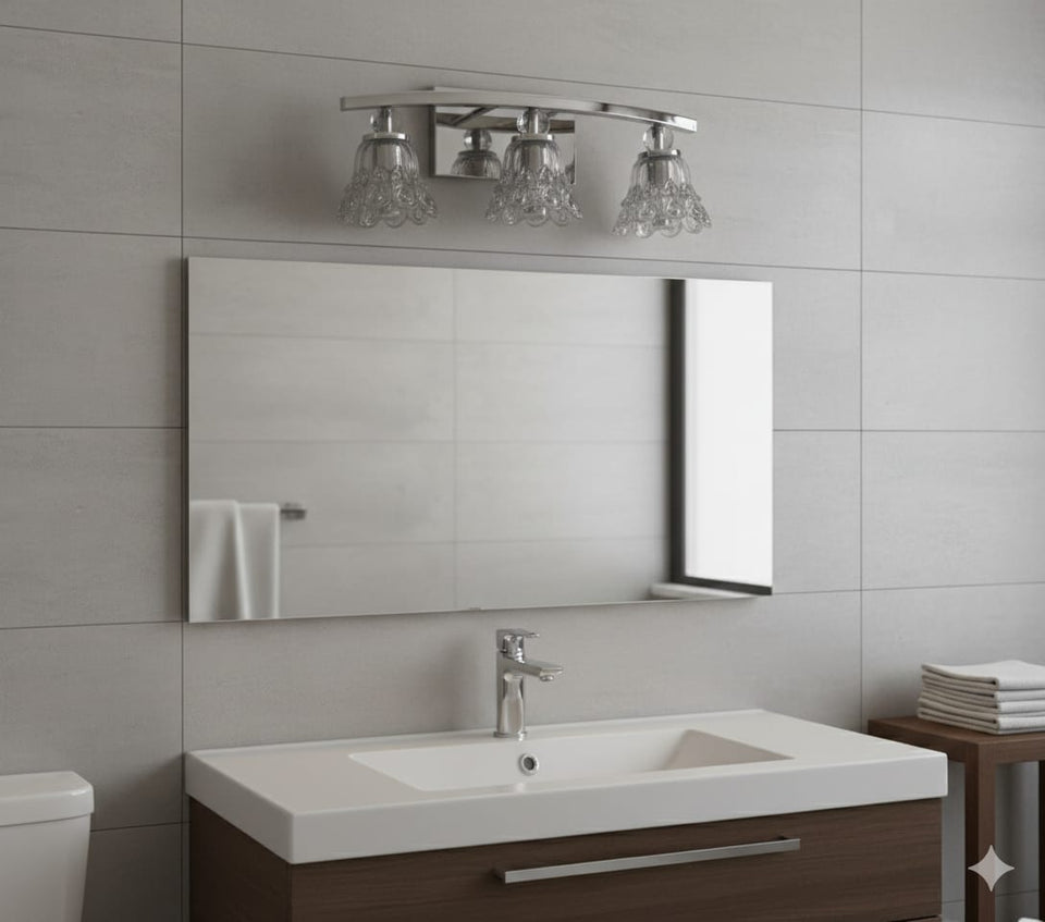 Triple Glass Vanity Sconce 🌸✨, Flower Mirror light💡, 🌈3in1