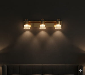 Black &amp; Brass Cylinder Sconce 👑✨, Goldish mirror light💡, 🌈3in1 (Golden, natural, white)