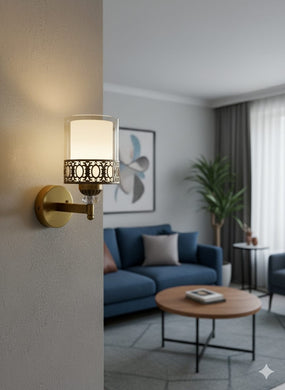 🌸 Royal Aura Wall Lamp – Elegant Gold & Crystal LED Sconce for Living Room, Bedroom & Hallway