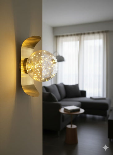 🌟 Galaxy Glow Wall Lamp – Modern Crystal Orb LED Light for Living Room, Bedroom & Hallway