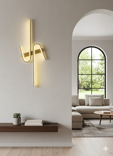 🔥 Aurora Arc LED Wall Light – Modern Sculptural Gold Wall Lamp for Living Room, Bedroom & Hallway