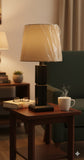 🛋️ Modern Black Table Lamp with Warm Fabric Shade – Elegant Home Decor ✨